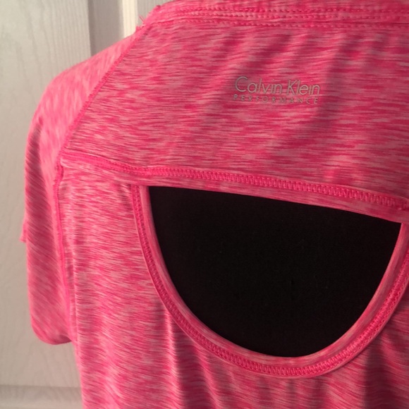 Pink & White Performance Tee with Back Hole Accent - Picture 8 of 11